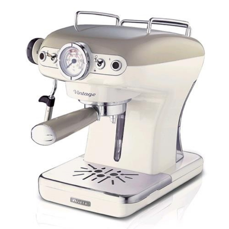Ariete vintage 1389 macchina per caffe` espresso 900w 15 bar capacita` 0.9lt uso caffe` macinato con cappuccinatore colore bianco/beige