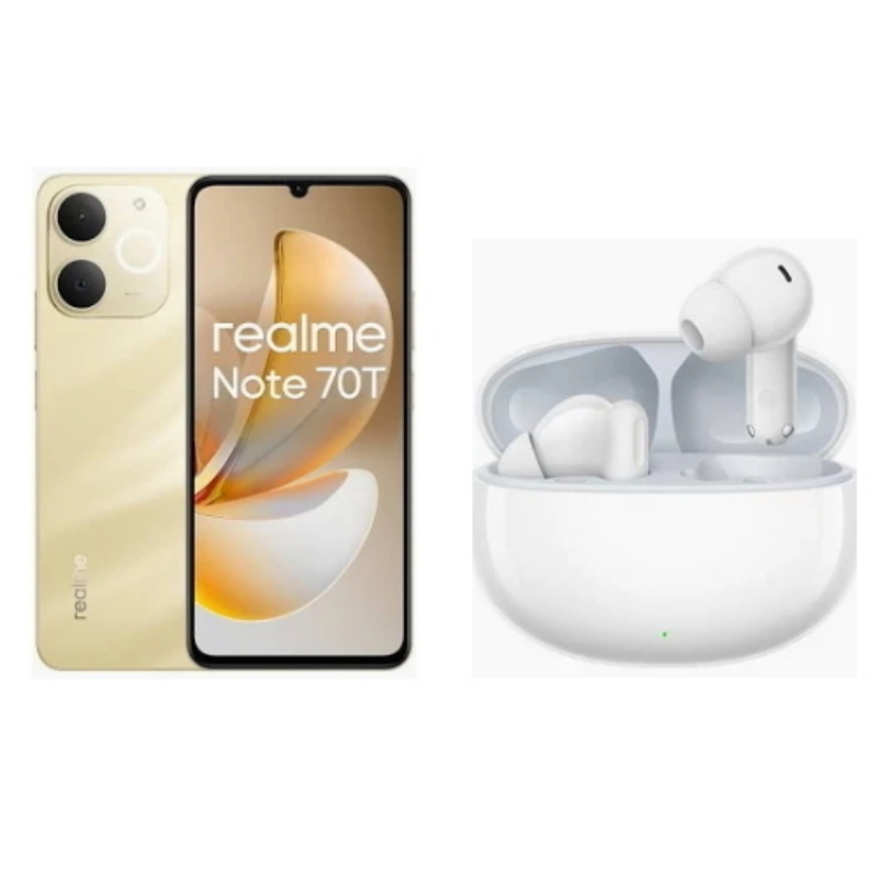 Realme note 70t special edition dual sim 6.74 octa core 128gb ram 4gb 4g lte italia beach gold + realme techlife buds