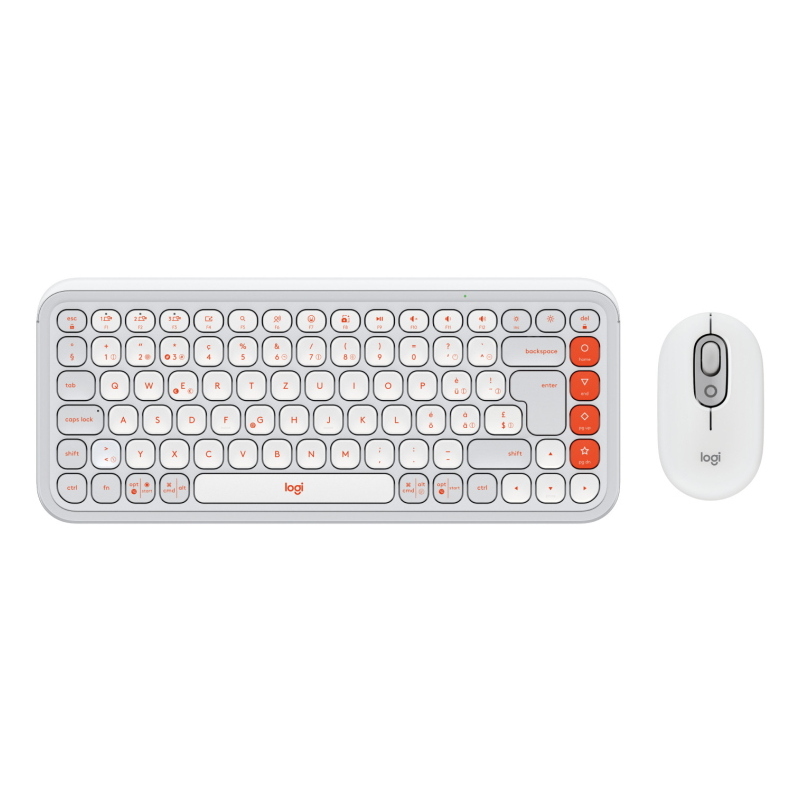 Logitech Off-White E Arancione Kit Mouse E Tastiera Pop Icon In Svizzero (Qwertz) - Immagine 2