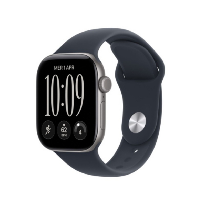 Apple watch series 12 2026 gps + cellular 5g cassa 42mm in alluminio grigio siderale con cinturino sport blu marino s/m