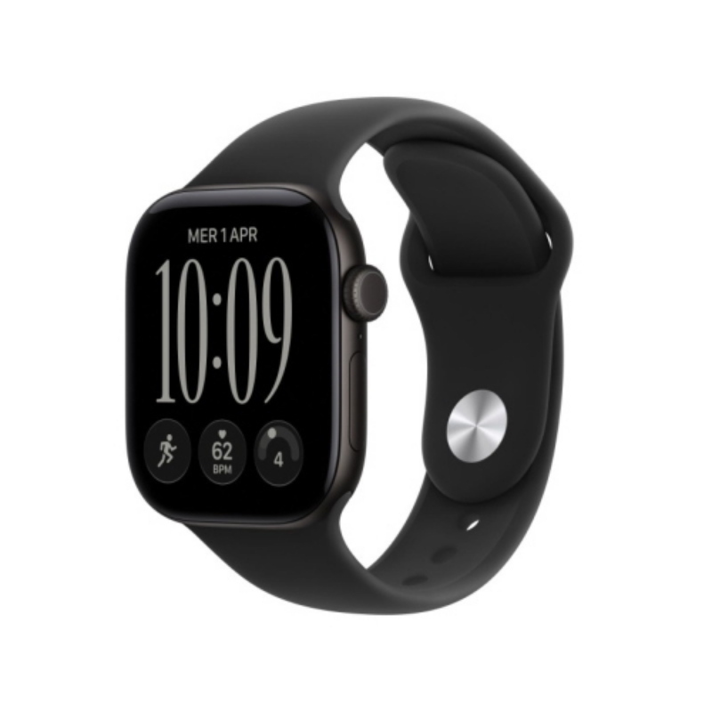 Apple watch series 12 2026 gps cassa 42mm in alluminio nero con cinturino sport nero s/m
