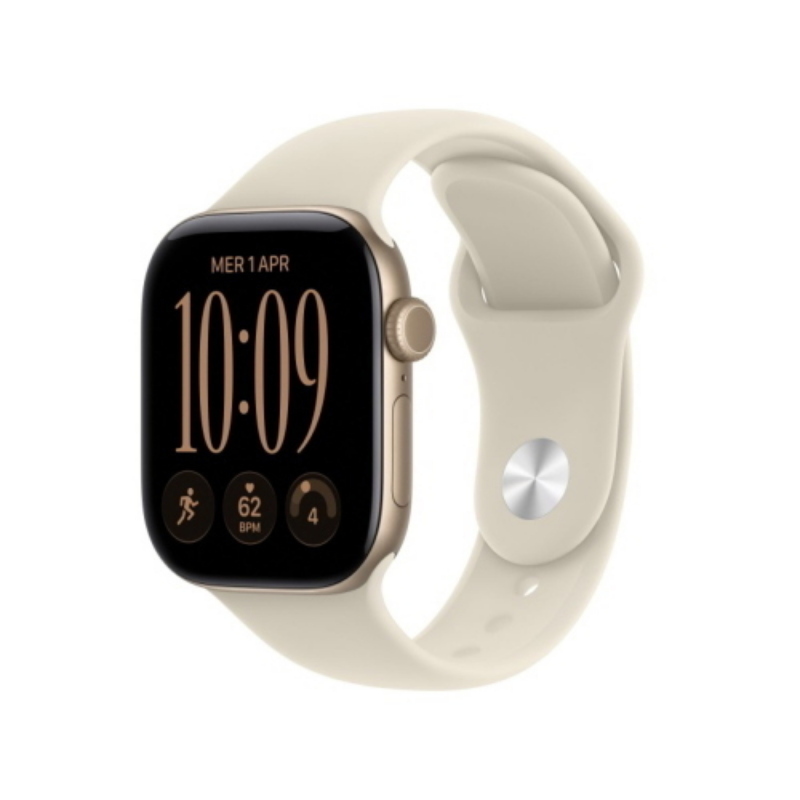Apple watch series 12 2026 gps cassa 42mm in alluminio oro chiaro con cinturino sport sabbia s/m