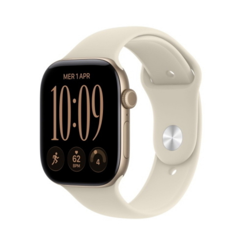 Apple watch series 12 2026 gps cassa 46mm in alluminio oro chiaro con cinturino sport sabbia s/m