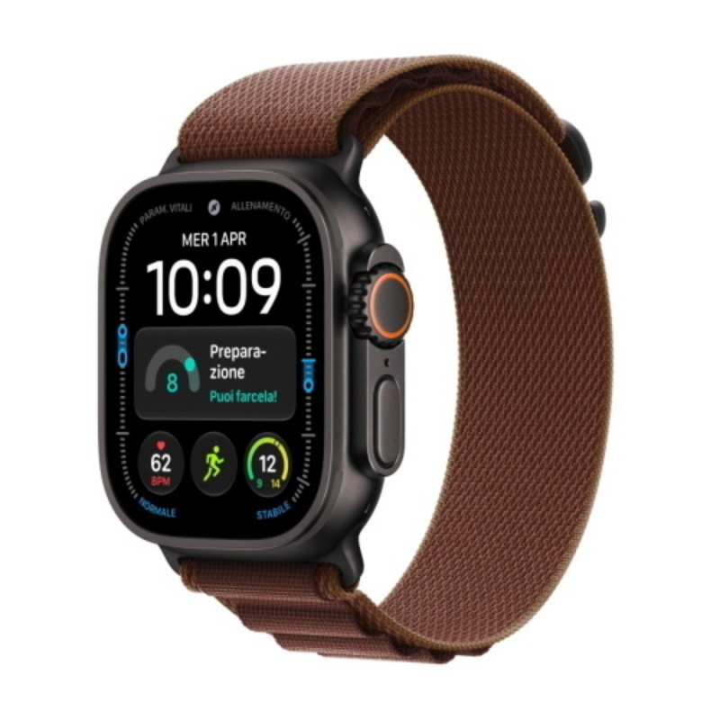 Apple watch ultra 4 2026 gps + cellular 5g cassa 49mm in titanio nero con trail loop borgogna m