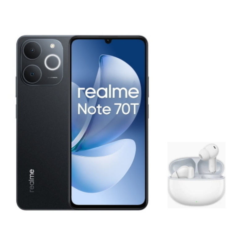 Realme note 70t special edition dual sim 6.74 octa core 256gb ram 4gb 4g lte italia obsidian black + realme techlife buds
