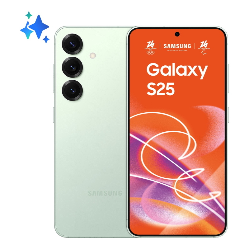 Samsung galaxy s25 smartphone ai, display 6.2\`\` fhd+ dynamic amoled 2x, fotocamera 50mp, ram 12gb, 128gb, 4.000 mah, mint