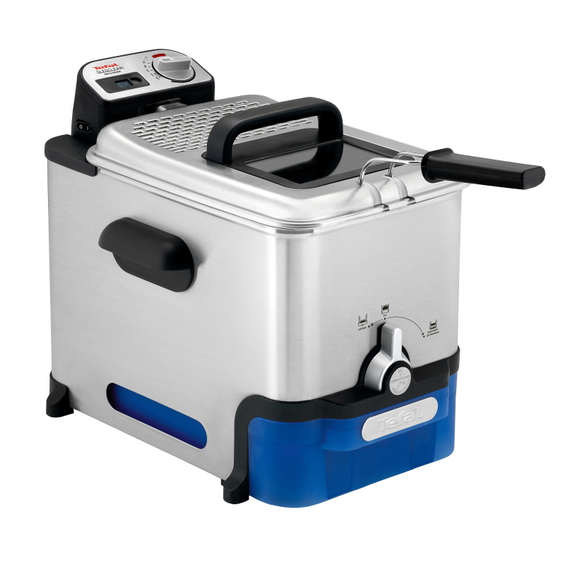 Tefal oleoclean pro inox & design fr8040 singolo 3,5 l 2300 w nero, acciaio inox