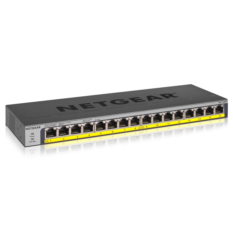 Senza Marca Nero Netgear Gs116pp Non Gestito Gigabit Ethernet (10/100/1000) Supporto Power Over Ethernet (Poe) - Gs116pp-100Eus - Immagine 13