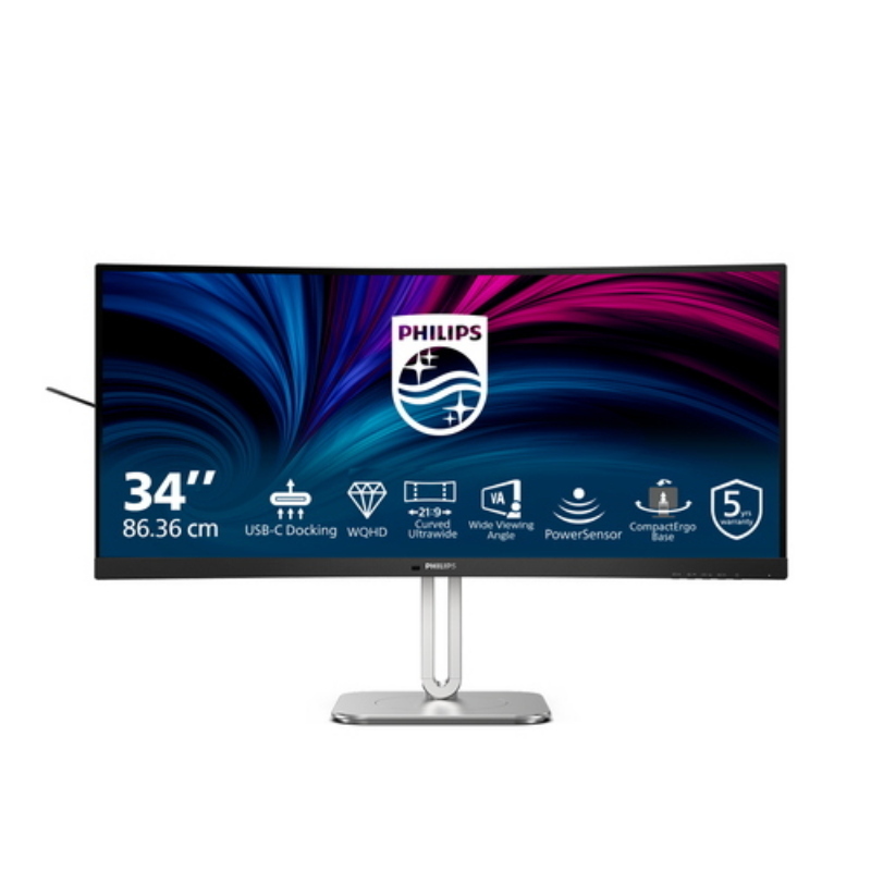Philips monitor curvo 34 led va wqhd 21:9 4ms 120hz 350 cdm, reg altezza, dp/hdmi, usb-c, multimedia