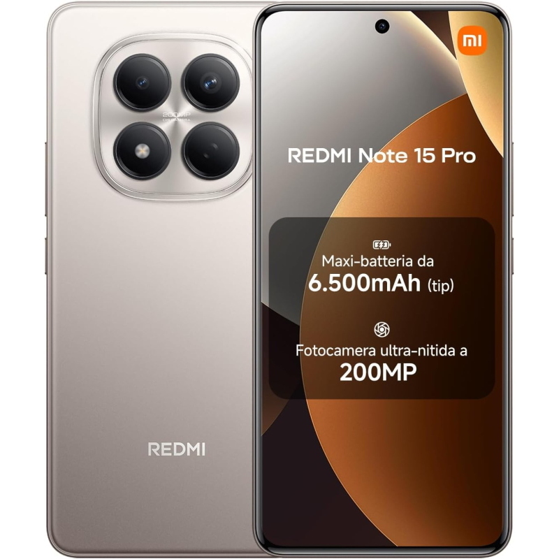 Xiaomi redmi note 15 pro 5g 12/512gb titanium dual sim - (garanzia italia - no brand)