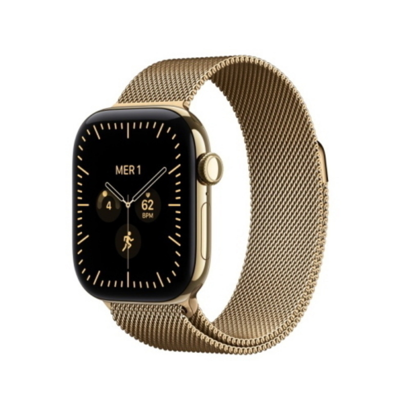 Aw s12 gps+cell 42mm radiant gold titanium case with radiant gold milanese loop
