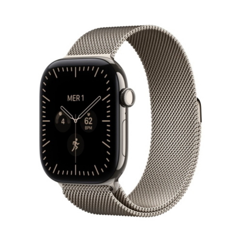 Aw s12 gps+cell 46mm natural titanium case with natural milanese loop - m/l