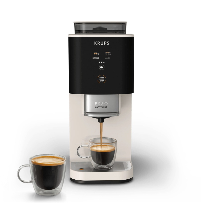 Krups coffee crush, automatic bean-to-cup coffee machine, compact design