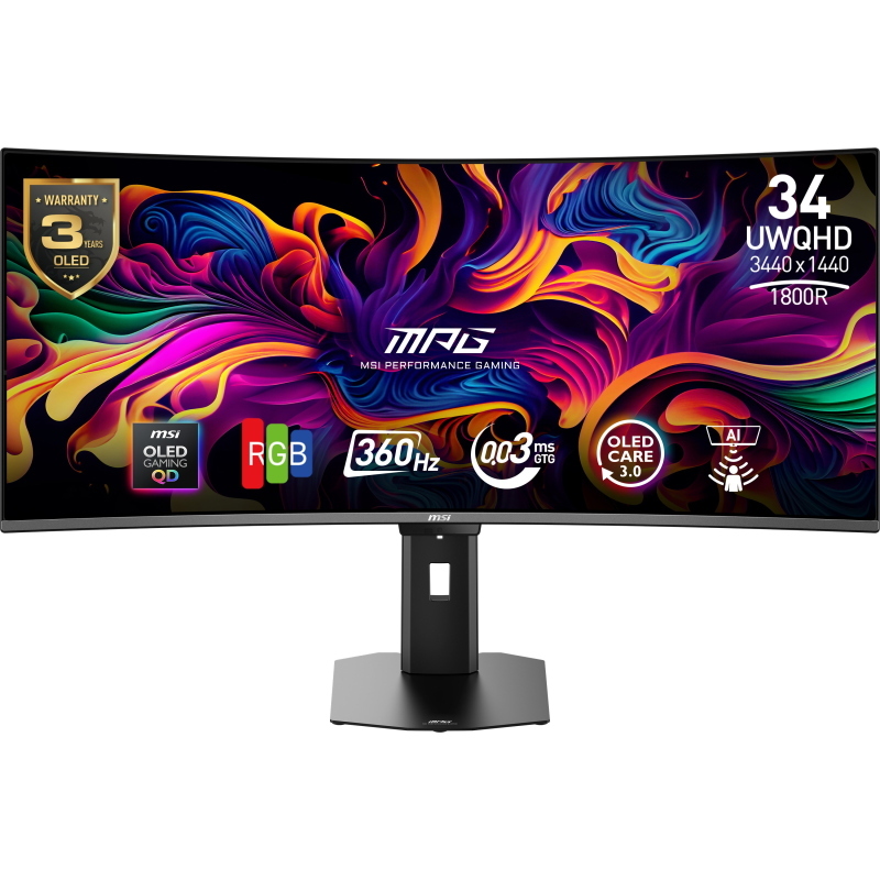 Msi Neri/Nero Monitor Pc Mpg 341Cqrde 34" Ultrawide Quad Hd 360Hz Qd-Oled Curvo 0,03Ms - Immagine 3