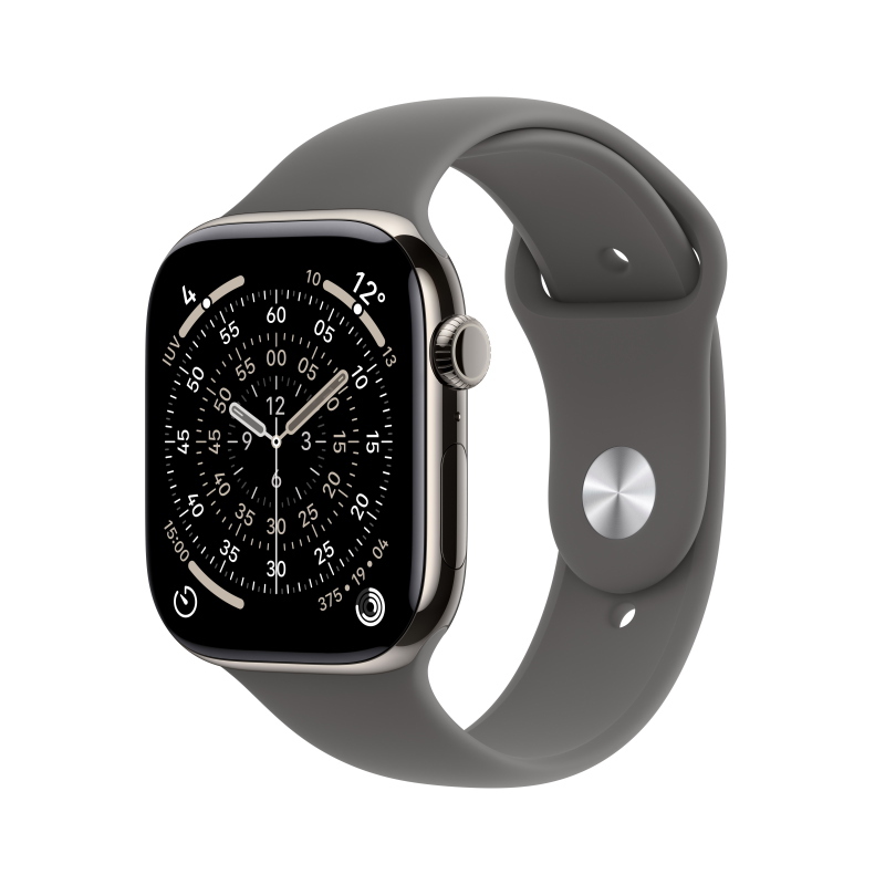 Apple watch series 11 gps + cellular 46mm natural titanium gehäuse mit stone grey sport band - m/l