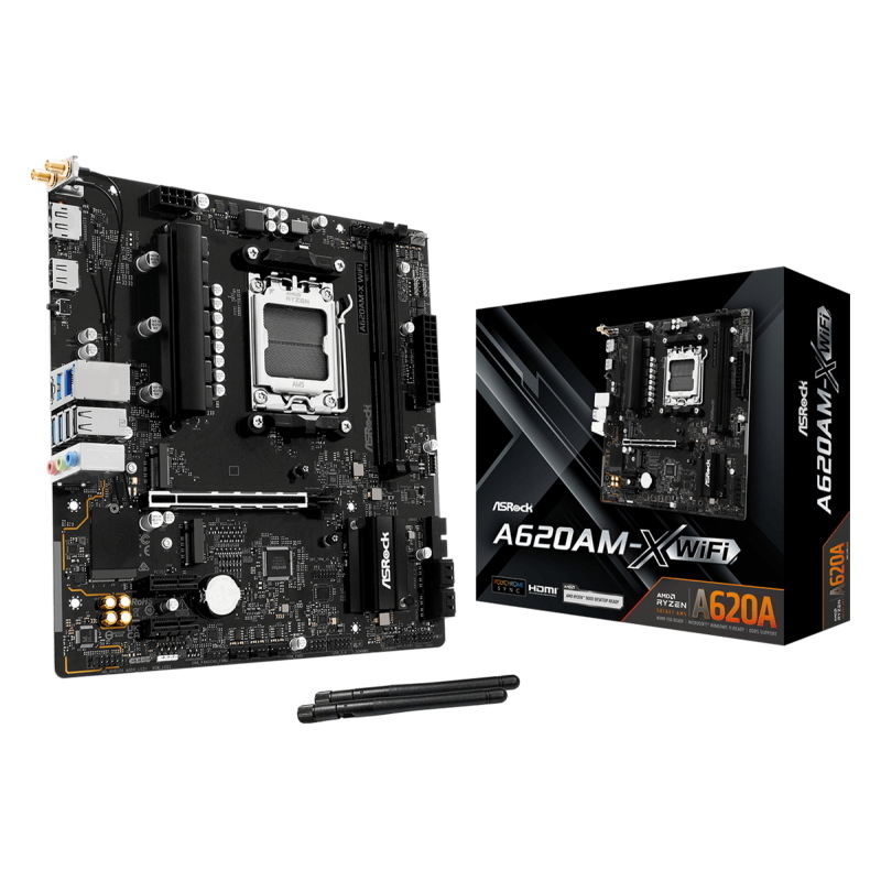 Asrock a620am-x wifi - motherboard - micro atx - socket am5 - amd a620a chipsatz - usb 3.2 gen 1, usb-c 3.2 gen 1 - 2.5