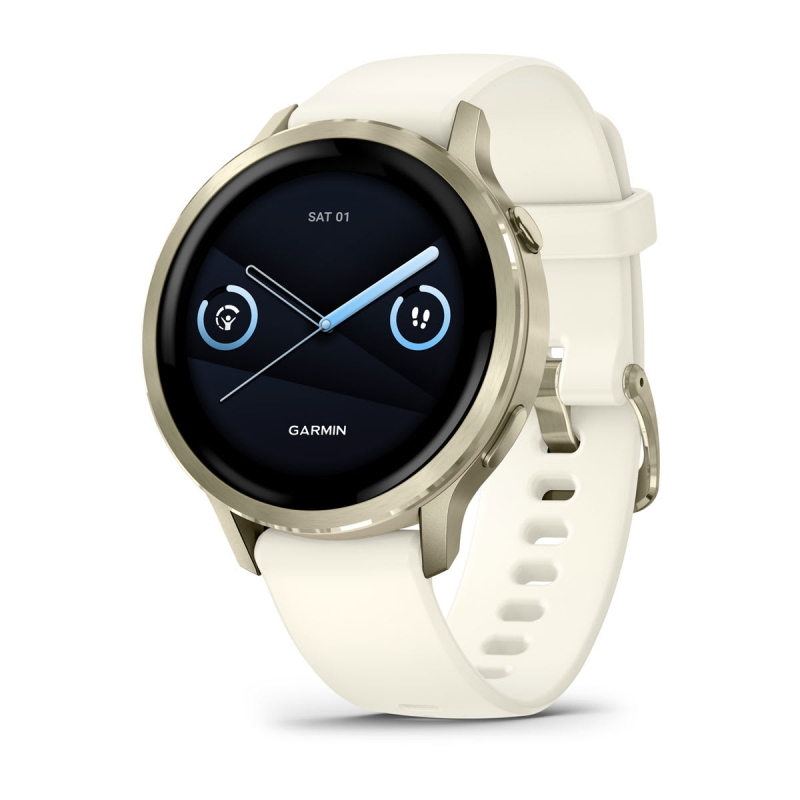 Garmin venu® 4 - 41 mm beige/lunargold mit schnellwechsel-silikon-armband 18 mm bone - Immagine 5
