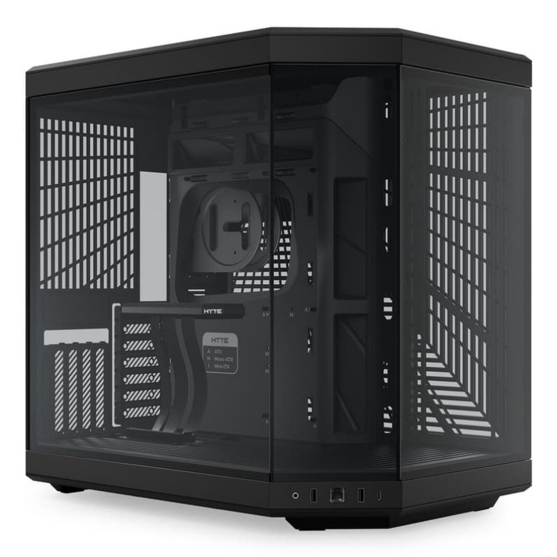 Hyte y70 pitch black case midi tower vetro temperato no-power e-atx/atx/matx/mini-itx