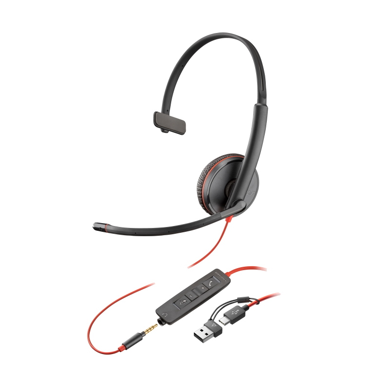 Poly Nero Cuffie Con Cavo Usb-C/3,5 Mm, Microfono A Braccio E Suono Professionale - Immagine 7