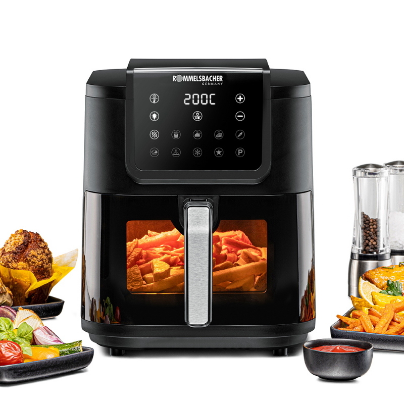 Frh 1700 friggitrice singolo 8 l indipendente 1700 w friggitrice ad aria calda nero, acciaio inox - Immagine 4