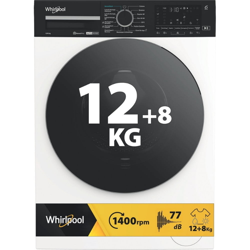 Whirlpool lavasciuga 12/8kg inverter d 1400giri wpd 2836w ads it