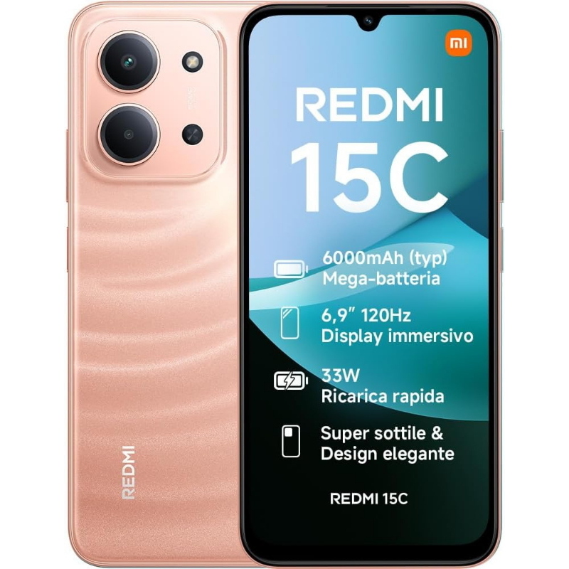 Xiaomi redmi 15c 4g orange 4+4/256gb dual sim - (garanzia italia - no brand)