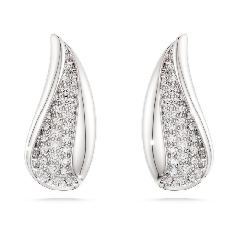 Swarovski 5745016 orecchini / pendenti swarovski classica, taglio round, bianchi, argento sterling di swarovski originale