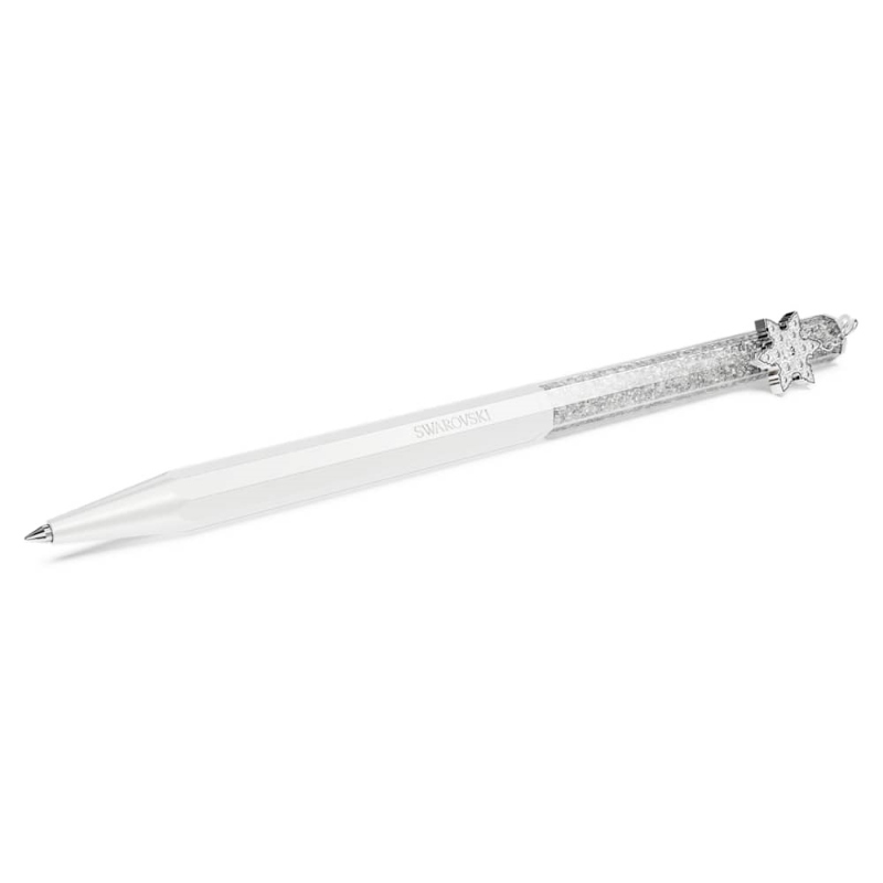 Swarovski 5696718 penna a sfera crystalline, forma ottagonale, fiocco di neve, bianco, laccato bianco di swarovski originale