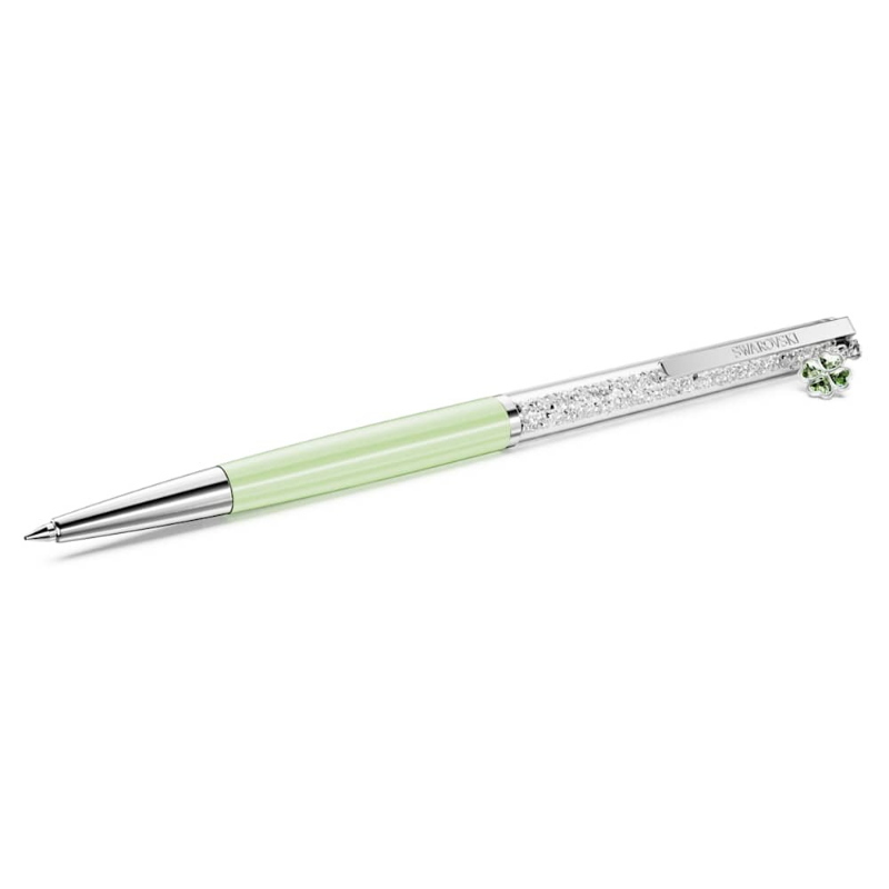 Swarovski 5732973 penna a sfera crystalline, quadrifoglio, verde, laccato verde, cromato di swarovski originale