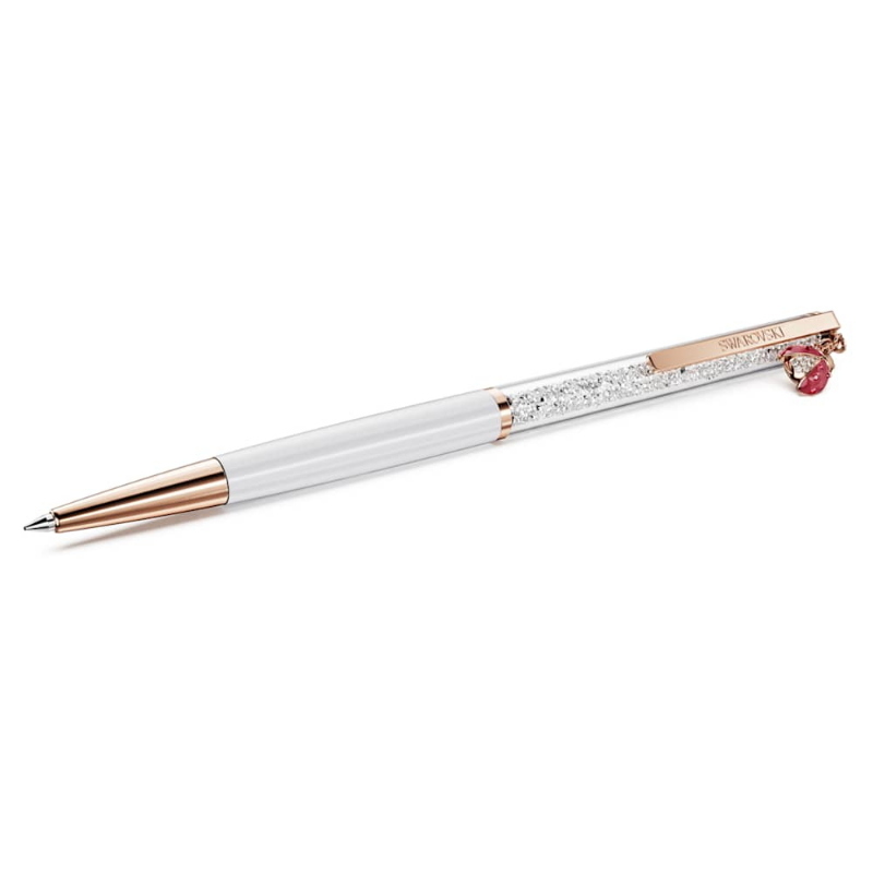 Swarovski 5732981 penna a sfera crystalline, coccinella, bianco, laccato rosso, placcato oro rosa di swarovski originale