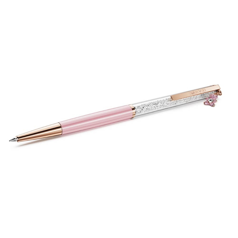 Swarovski 5744955 penna a sfera crystalline, orsetto, rosa, laccato rosa, placcato color oro rosa di swarovski originale