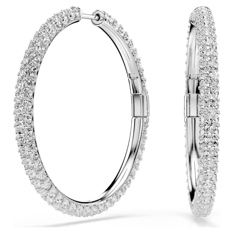 Swarovski 5754156 orecchini a cerchio dextera, taglio round, bianchi, placcato rodio di swarovski originale