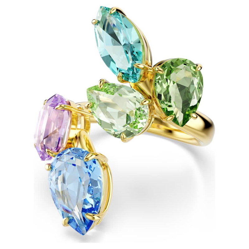 Swarovski 5746909 anello cocktail gema, taglio misto, multicolore, finitura oro 18k di swarovski originale