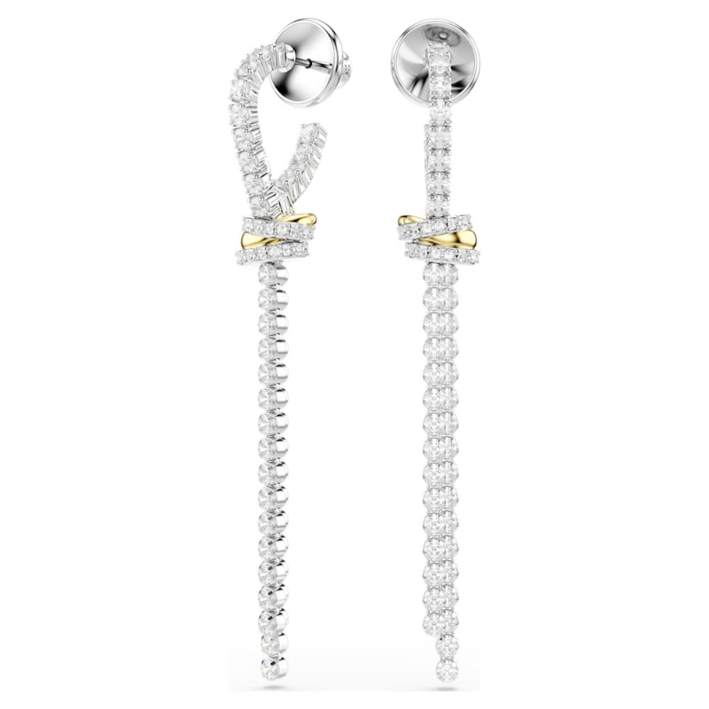 Swarovski 5752866 orecchini pendenti hyperbola, taglio round, nodo, bianchi, mix di finiture di swarovski originale