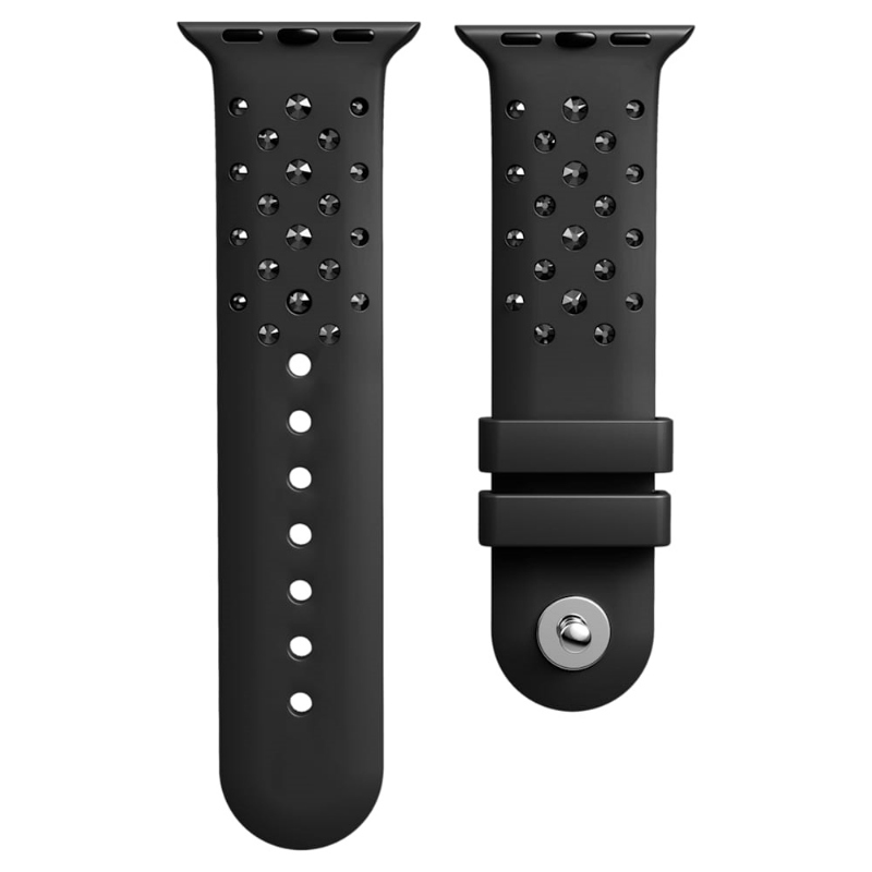 Swarovski 5755228 cinturino per orologio, silicone con impunture, nero, acciaio inossidabile di swarovski originale