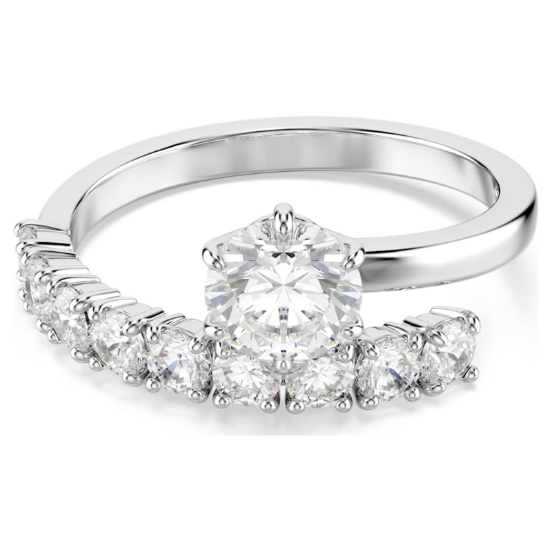 Swarovski 5753573 anello aperto matrix, taglio round, bianco, placcato rodio di swarovski originale