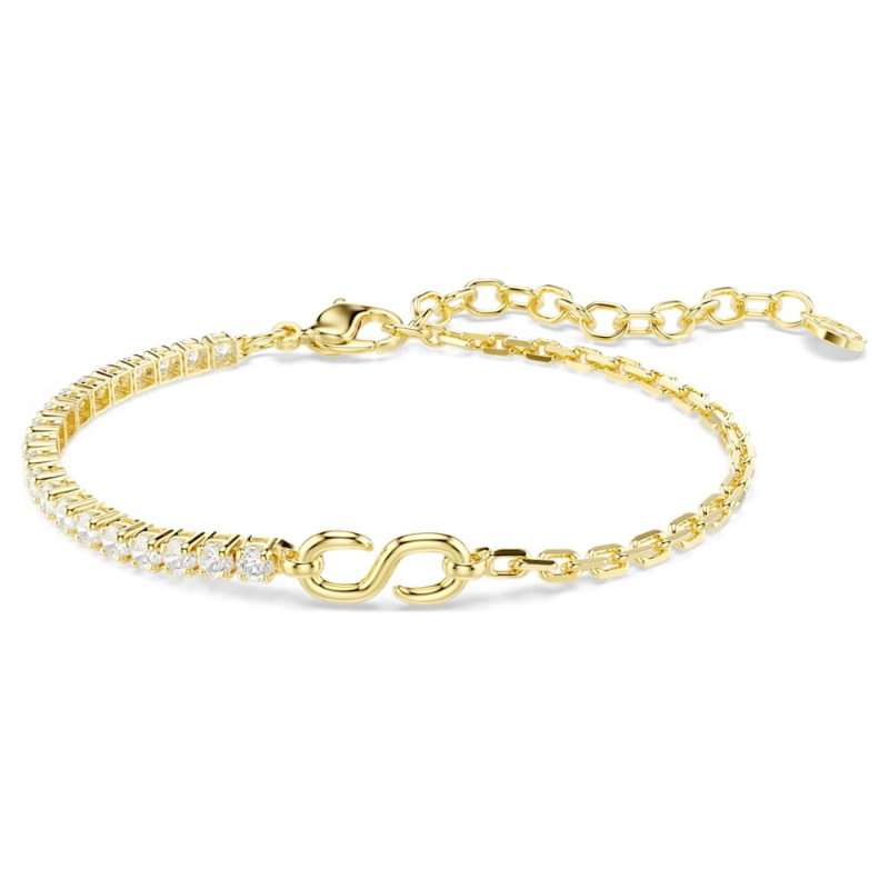 Swarovski 5753925 braccialetti /tto matrix, taglio round, bianco, finitura oro 18k di swarovski originale