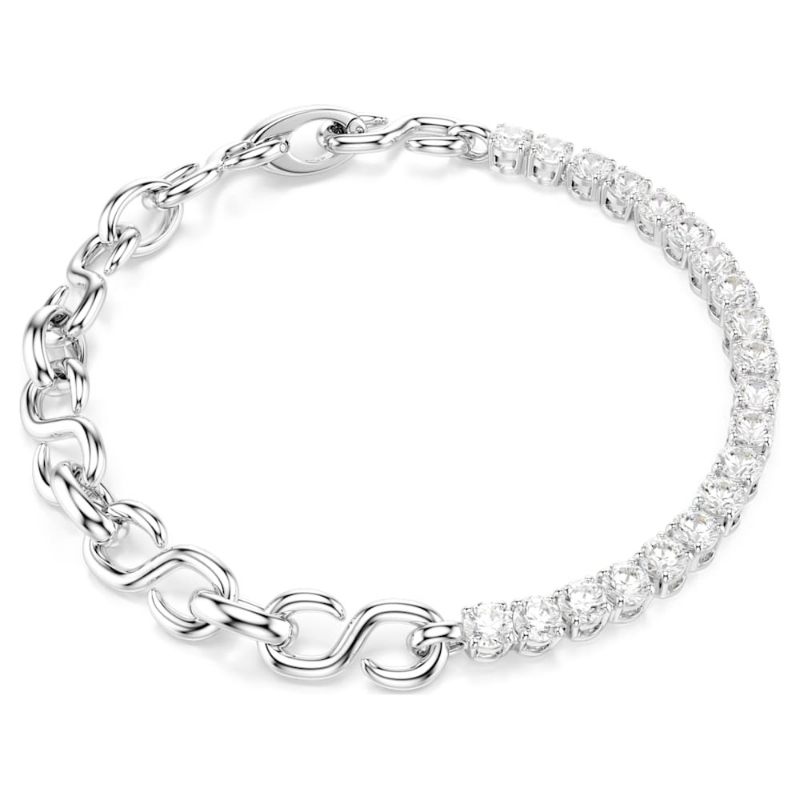 Swarovski 5753926 braccialetti /tto matrix, taglio round, bianco, placcato rodio di swarovski originale