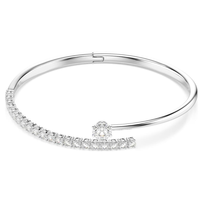 Swarovski 5753571 bracciale rigido matrix, taglio round, bianco, placcato rodio di swarovski originale