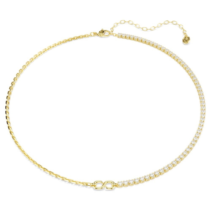 Swarovski 5747717 collana matrix, taglio round, bianca, finitura oro 18k di swarovski originale