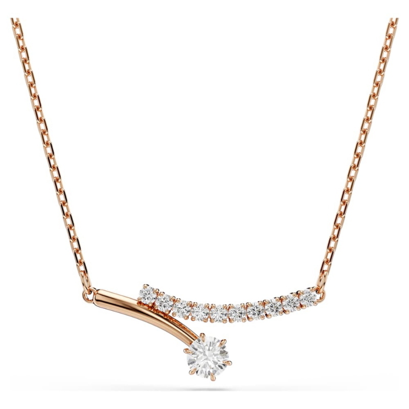 Swarovski 5763823 collana matrix, taglio round, bianca, finitura oro rosa 18k di swarovski originale