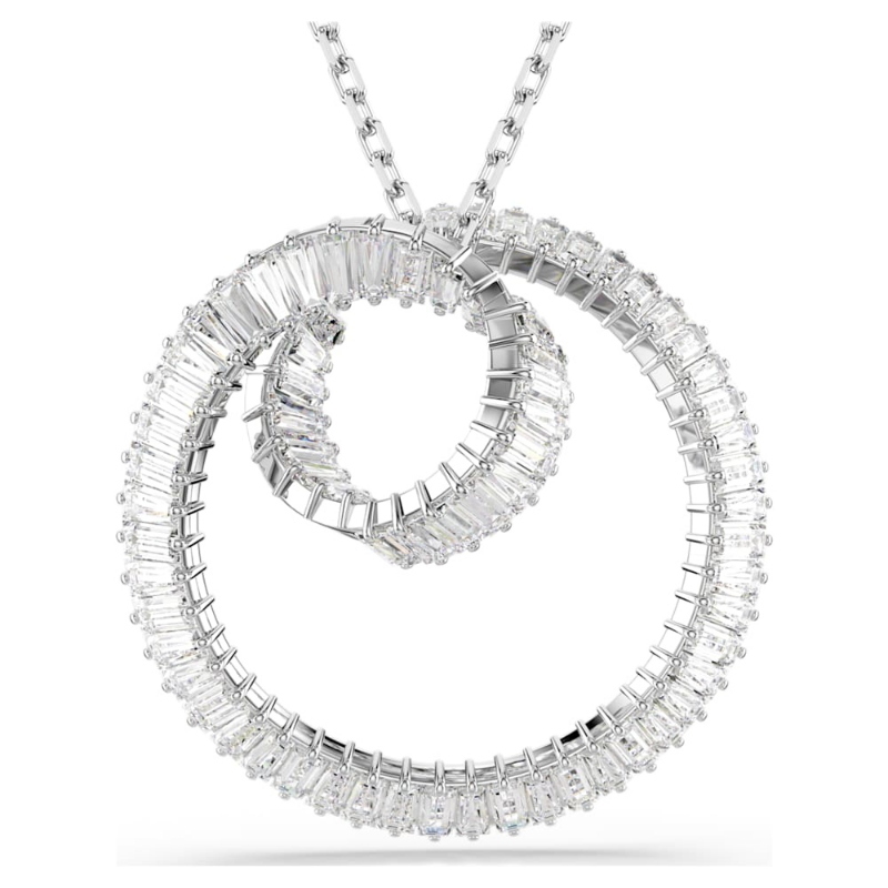 Swarovski 5727114 pendente matrix, taglio baguette, bianco, placcato rodio di swarovski originale