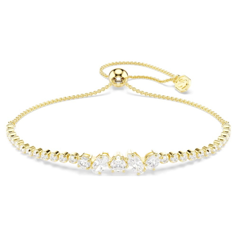 Swarovski 5747939 braccialetto mesmera, taglio misto, bianco, finitura oro 18k di swarovski originale