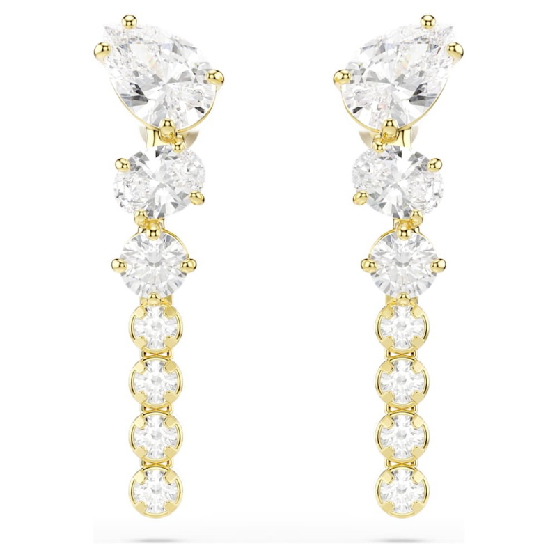 Swarovski 5747936 orecchini pendenti mesmera, taglio misto, bianchi, finitura oro 18k di swarovski originale