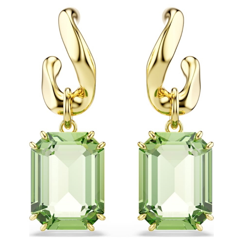 Swarovski 5756151 orecchini pendenti millenia, taglio ottagonale, verdi, finitura oro 18k di swarovski originale