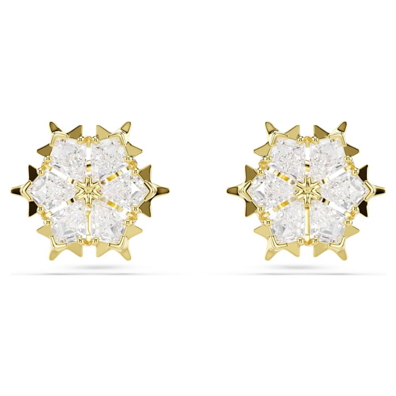 Swarovski 5757816 orecchini a lobo magic, taglio misto, fiocco di neve, bianchi, finitura oro 18k di swarovski originale