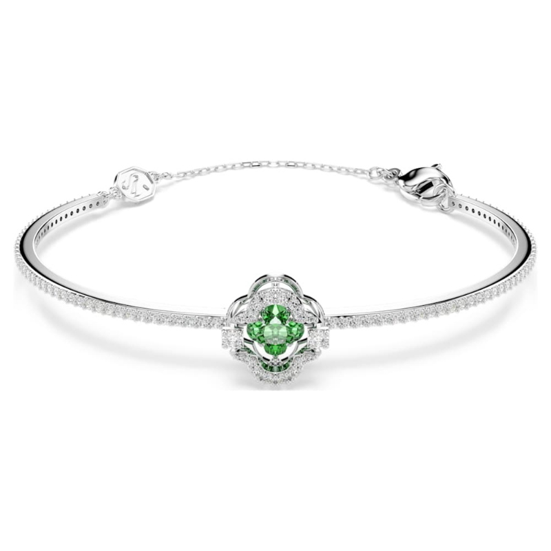 Swarovski 5757791 bracciale rigido una angelic, taglio misto, verde, placcato rodio di swarovski originale