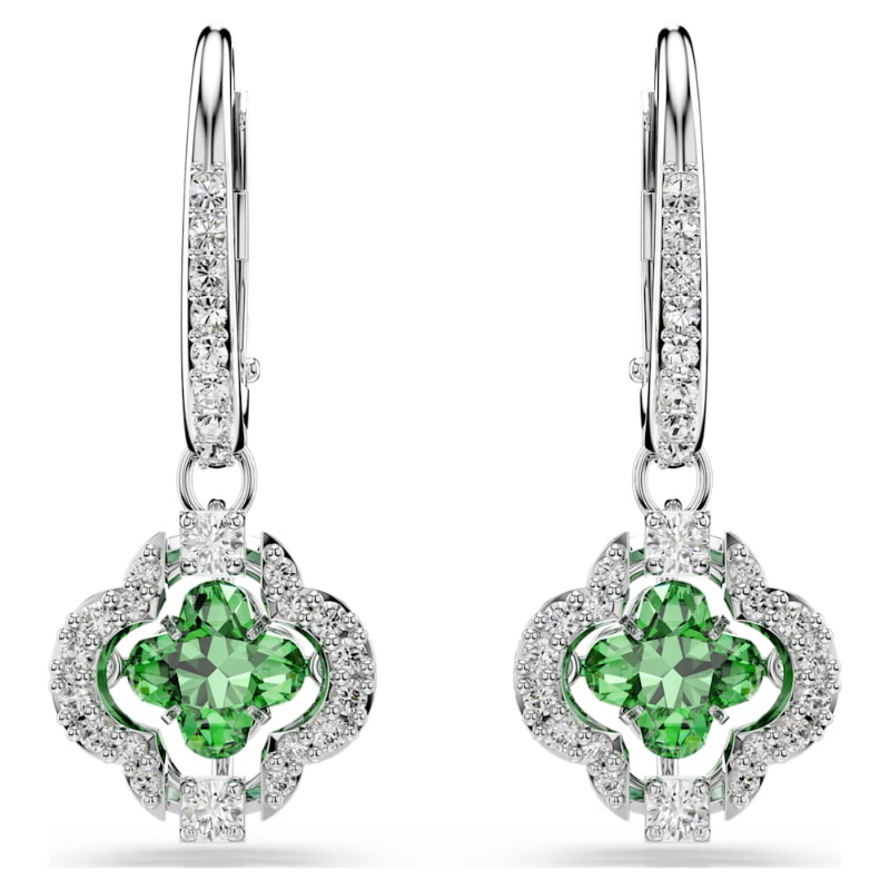 Swarovski 5758001 orecchini pendenti una angelic, taglio misto, verdi, placcato rodio di swarovski originale