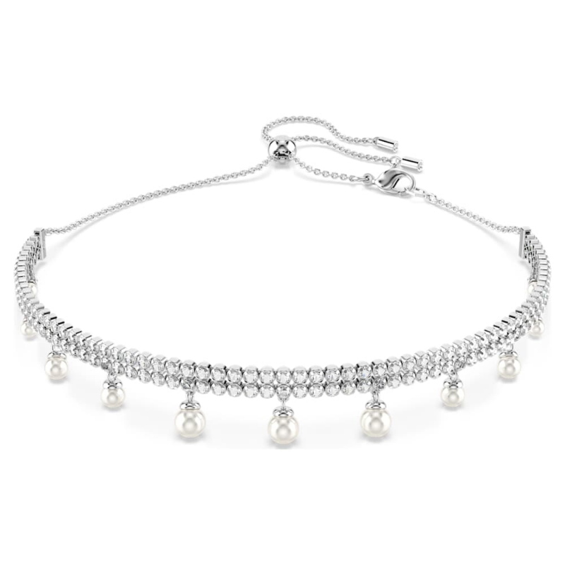 Swarovski 5720865 girocollo ariana grande x swarovski, crystal pearl, taglio round, bianco, placcato rodio di swarovski originale
