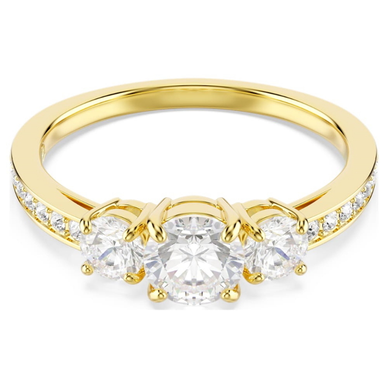 Swarovski 5723291 anello stilla attract, taglio round, bianco, finitura oro 18k di swarovski originale